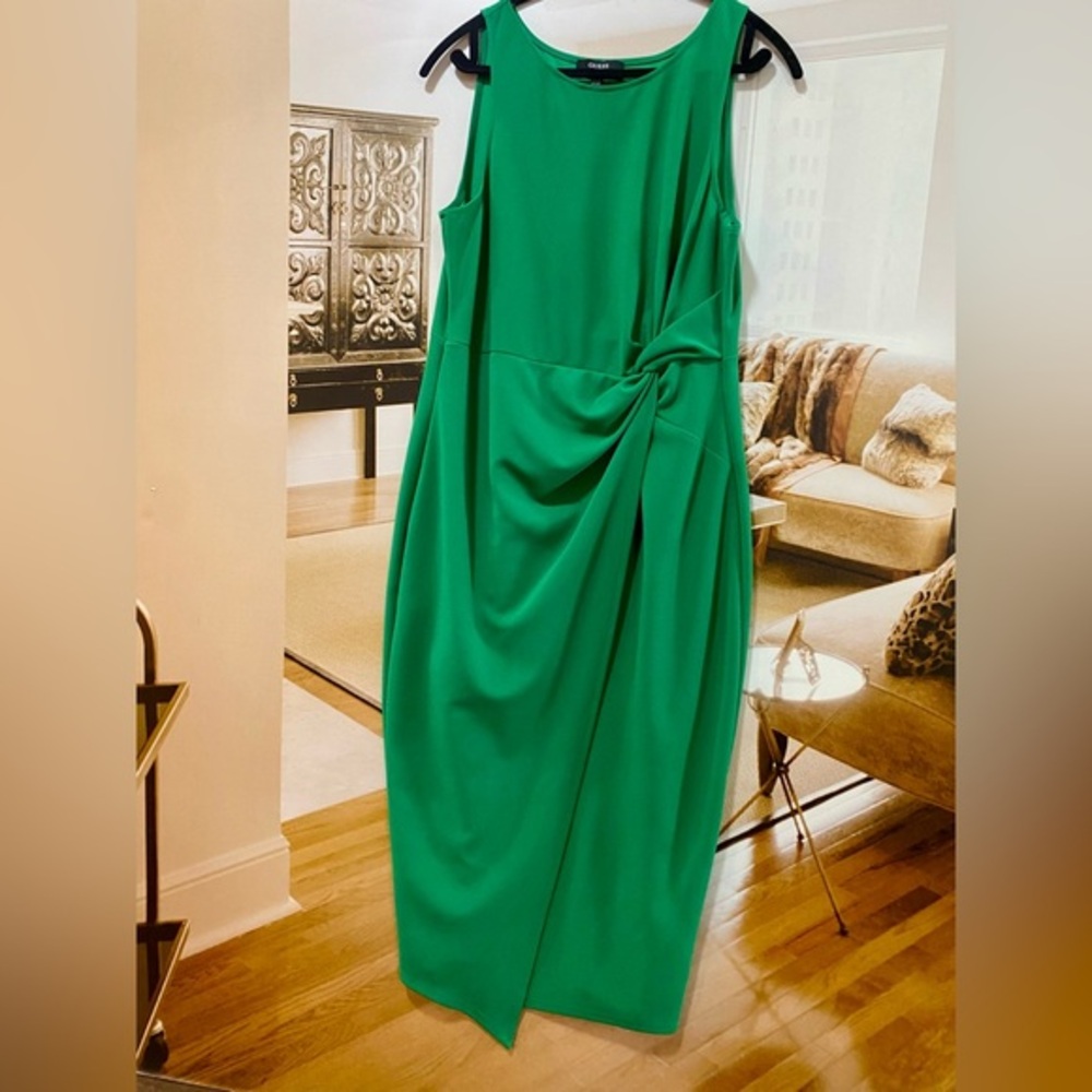GUESS Twist-Front Scuba-Crepe Sheath Dress Color Green in Size XL